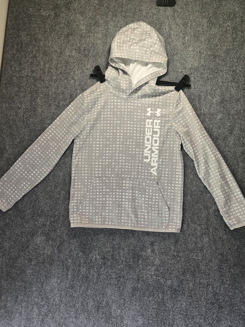 Under Armour Gray All-Over Logo Kids Hooded Sweatshirt